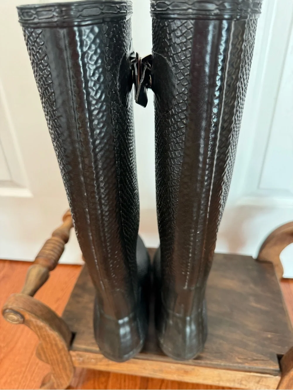 Hunter Carnaby Black Boa Tall Rain Boots Wellies Sz 7